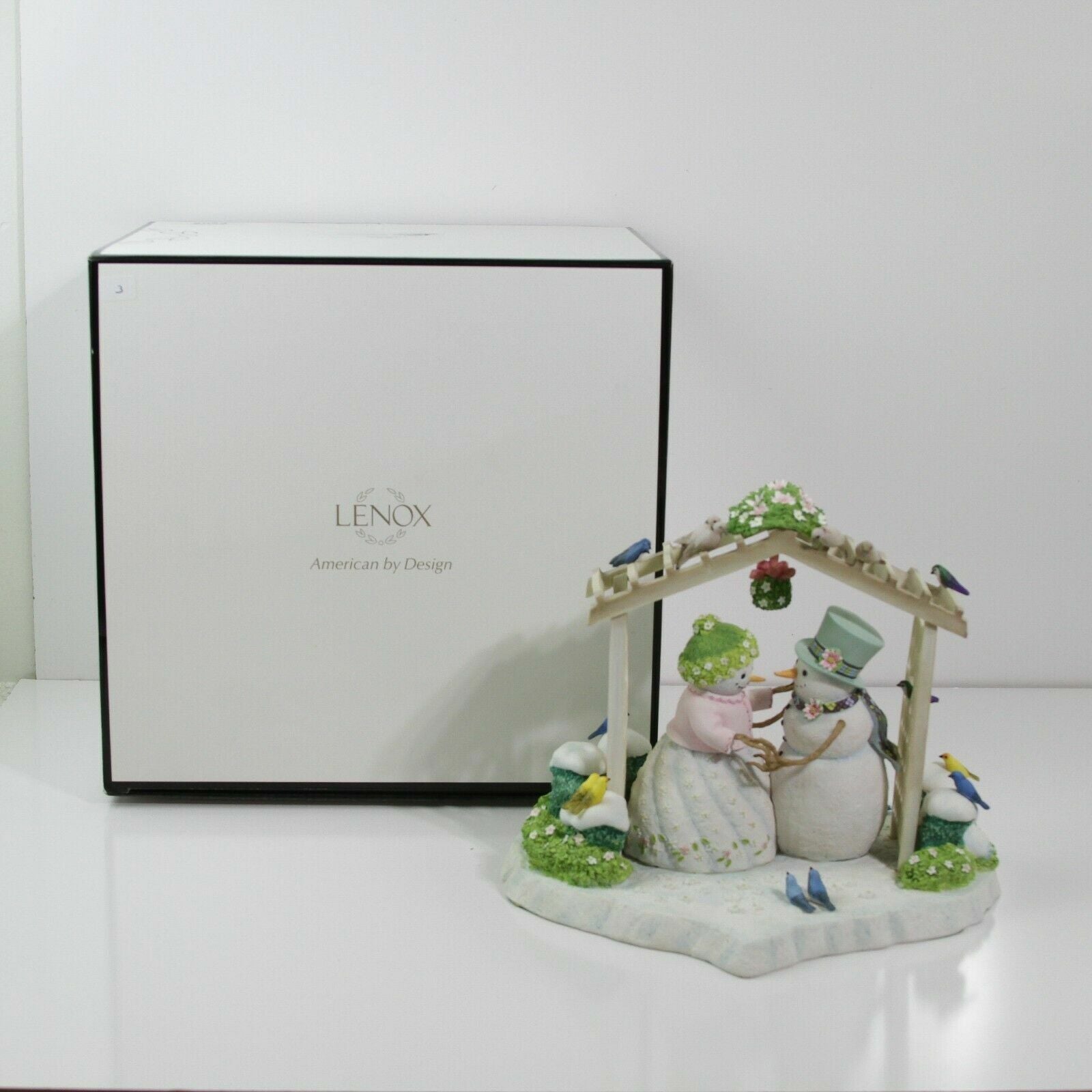 Lenox Snowman Winter White Wedding Figurine Bride Groom Birds Bywaters 7.5" NEW2