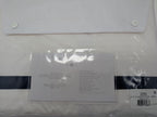 Sferra Estate White Queen Duvet Navy Applique Stripe Cotton Percale Italy NEW12