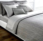 Sferra Ondate Queen Blanket Cover Sham Set 2PC Gunmetal Grey Textured Cotton NEW1