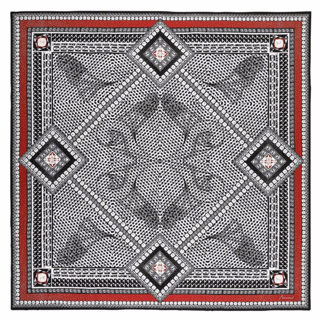 Baccarat 100% Silk Scarf Shaw Louxor Red Black Graphic 55" # 2809047 NEW In Box5