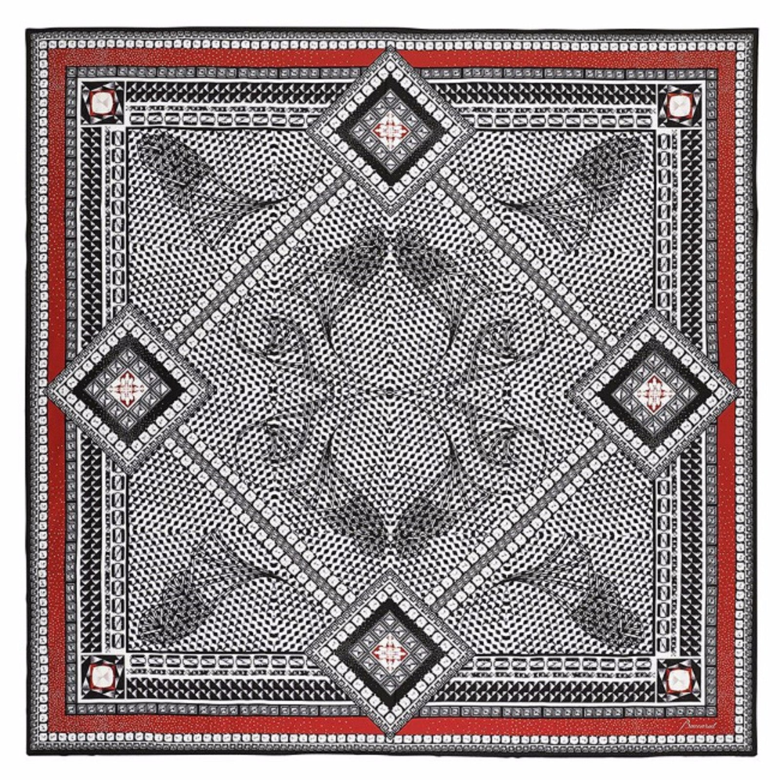 Baccarat 100% Silk Scarf Shaw Louxor Red Black Graphic 55" # 2809047 NEW In Box5