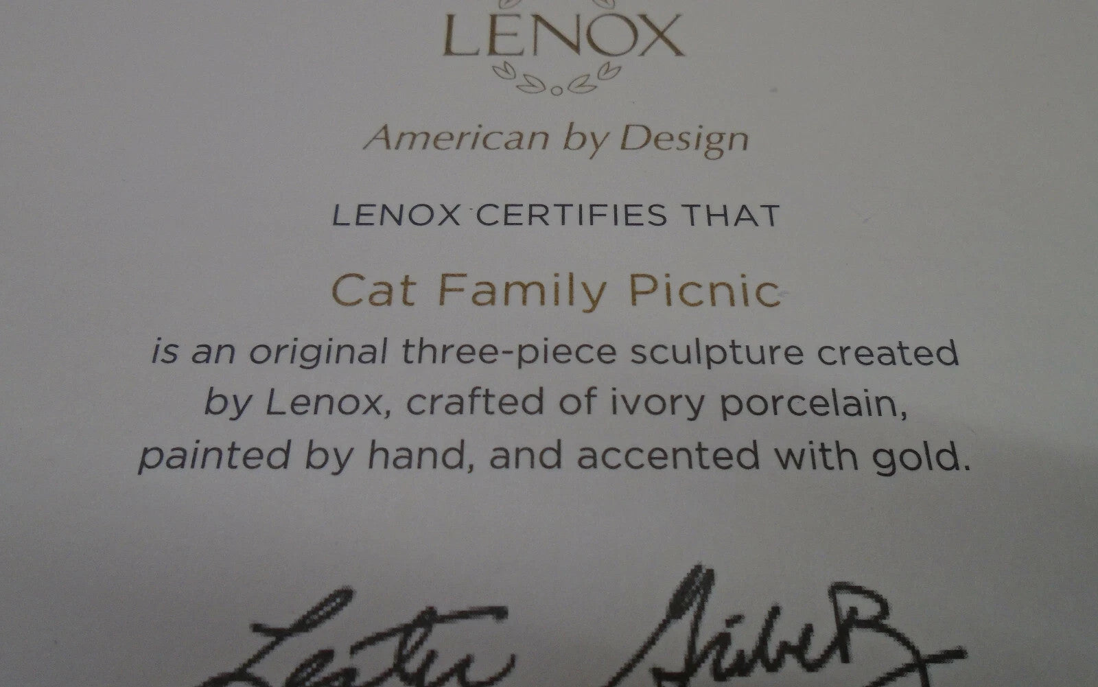 Lenox Cat Family Picnic Figurines 3 PC Victorian Kitten in Basket Hat Cake NEW7