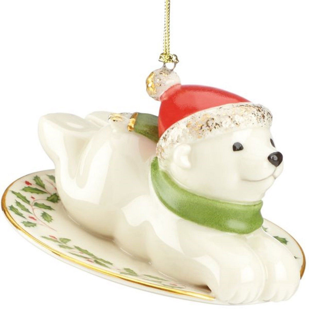 Lenox The Polar Bear Express Ornament Holiday Pattern Saucer Sled Christmas NEW0