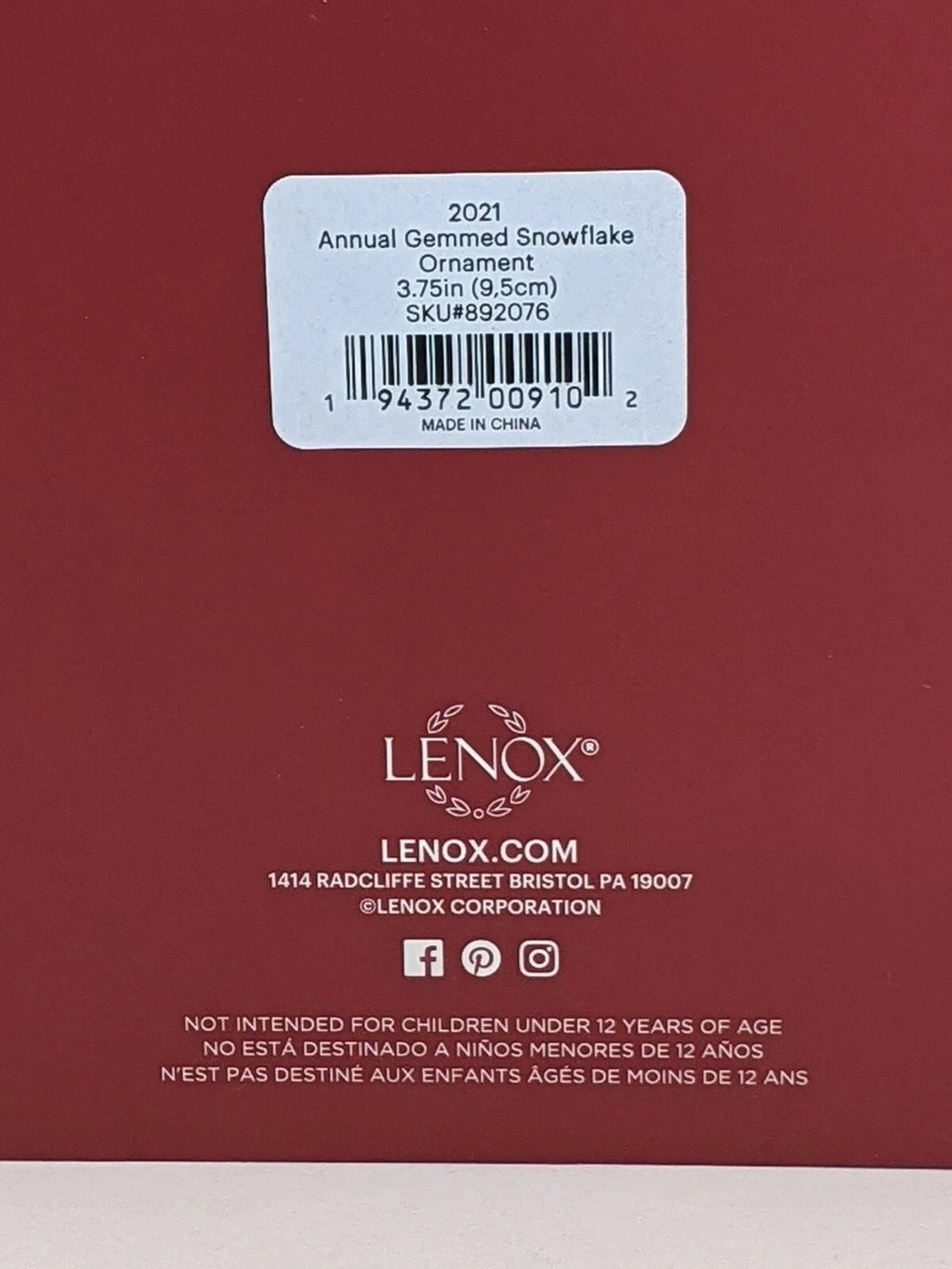 Lenox 2021 Gemmed Snowflake Ornament Annual Multicolored Crystals Christmas NEW9