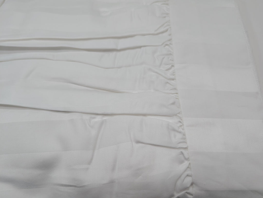 Sferra Presidio White King Dust Ruffle Stripe Gathered Egyptian Cotton Italy NEW8