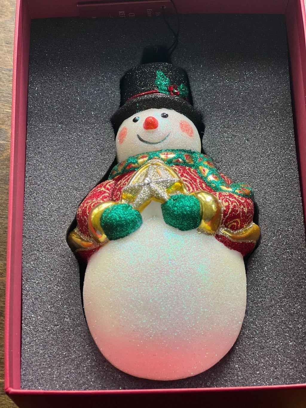 Reed & Barton Glass Snowman Figurine Ornament Hand Blown Classic Christmas NEW4