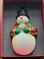 Reed & Barton Glass Snowman Figurine Ornament Hand Blown Classic Christmas NEW4