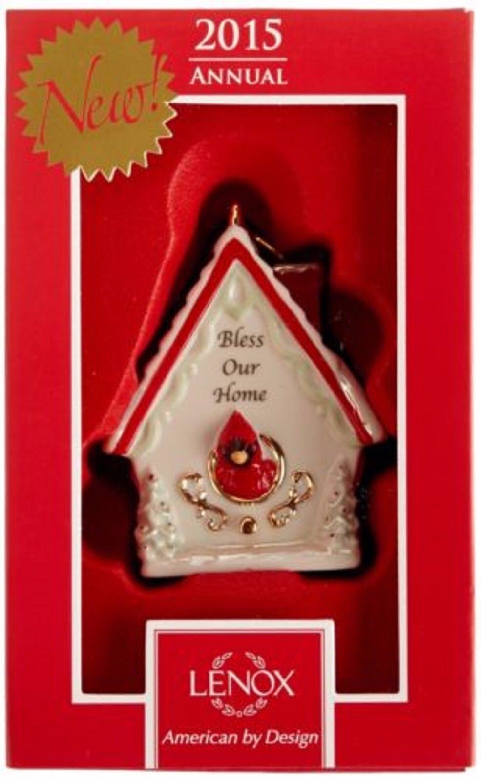 Lenox 2015 Bless Our Home Ornament Annual Birdhouse Christmas Cardinal Gift NEW3