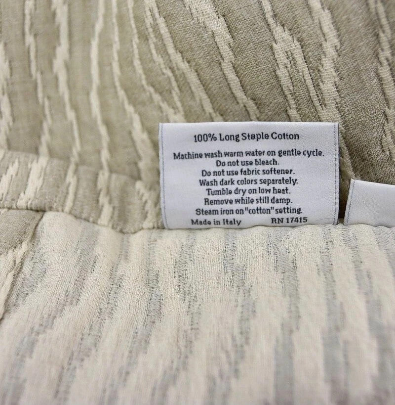 Sferra Ondate Dark Khaki King Blanket Cover Two Toned Textured Cotton Italy NEW11