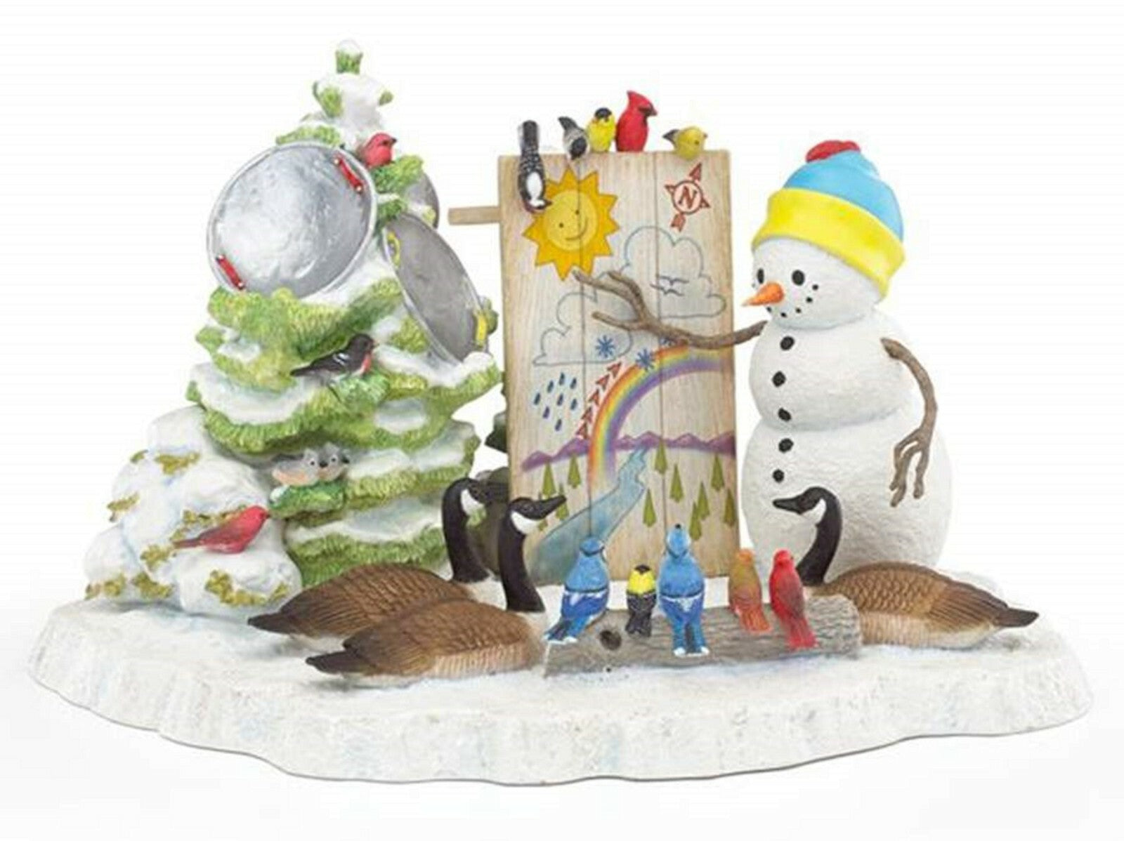 Lenox A Snowy Forecast Snowman Figurine Weatherman Birds Geese Bywaters 6.5" NEW0
