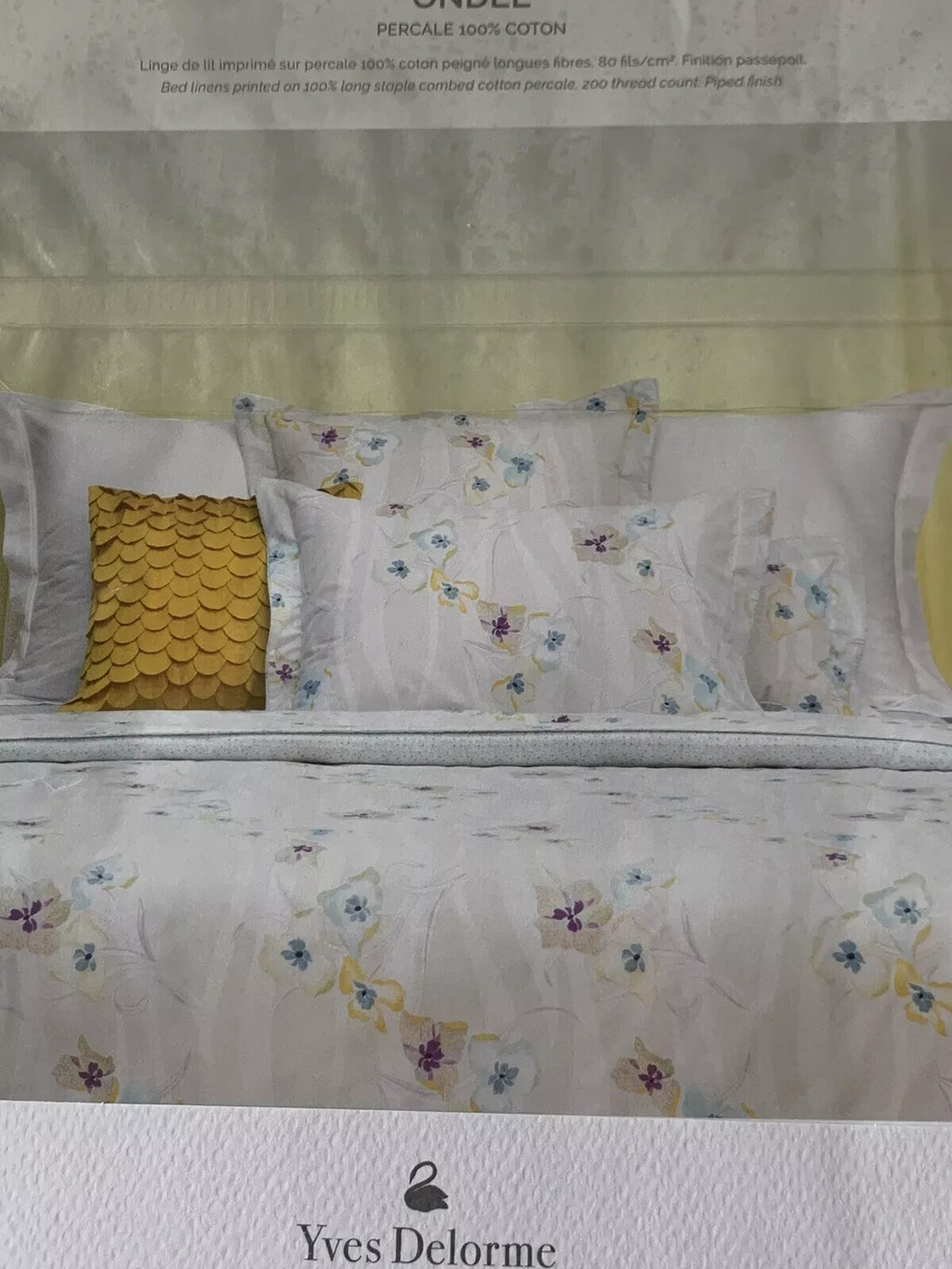 Yves Delorme Ondee King Duvet Multi Floral Print Cotton Percale Reversible NEW11