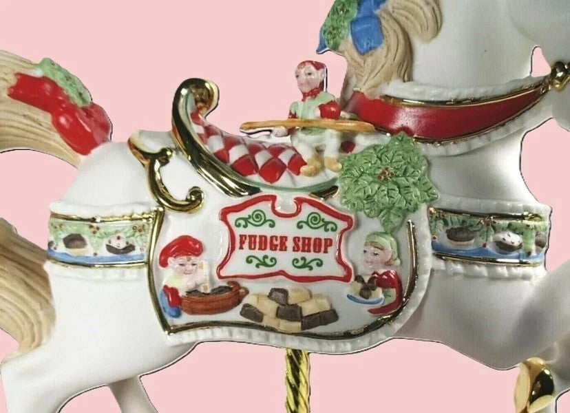 Lenox 2018 Carousel Horse Figurine Santa's Fudge Shop Christmas Elf Jockey NEW7