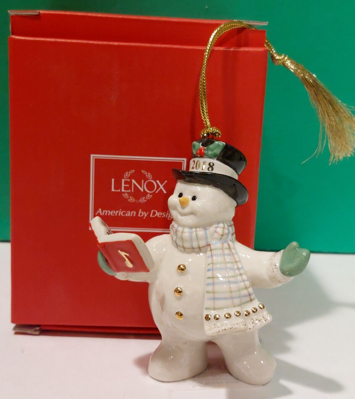 Lenox 2018 Snowman Figurine Ornament Annual Snowy Song Caroling Christmas NEW1