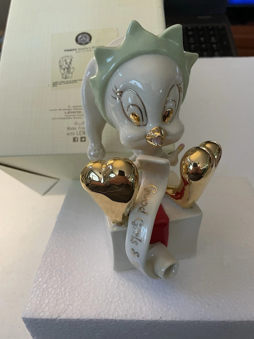 Lenox Tweety Bird Santa's Helper Figurine Elf List Looney Tunes Christmas NEW2