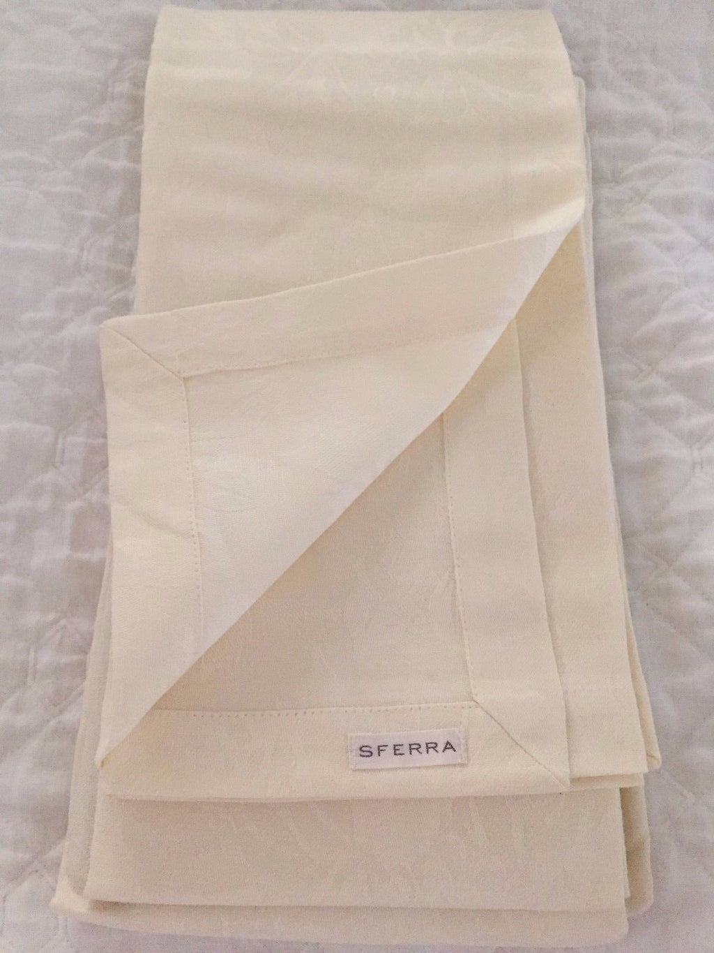 Sferra Taylor Ivory Dinner Napkins Set 4 Floral Jacquard Linen Blend 20"x20" NEW0