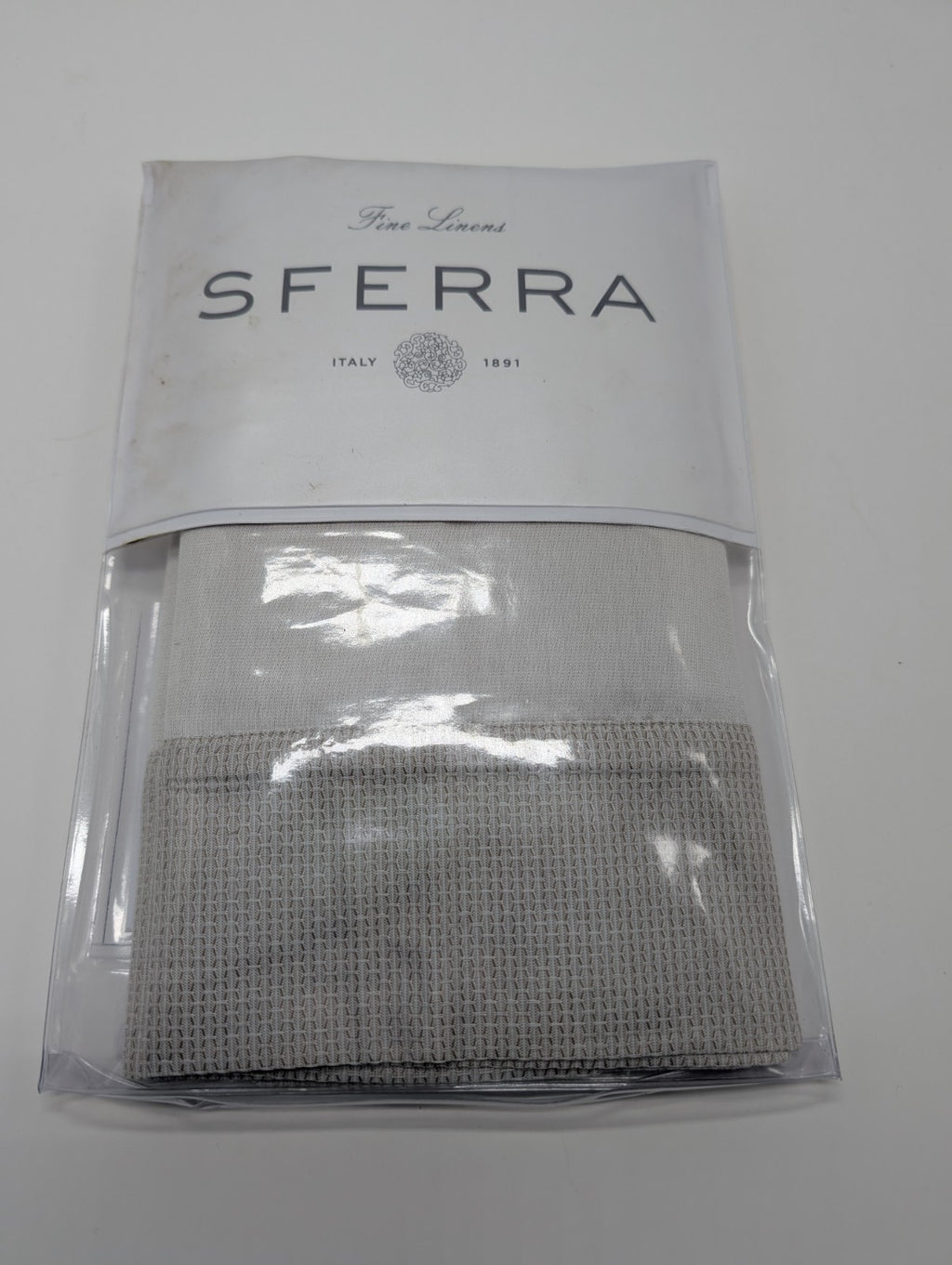Sferra Carlotta Taupe Standard Sham Textured Cuff Sateen Jacquard Italy NEW9