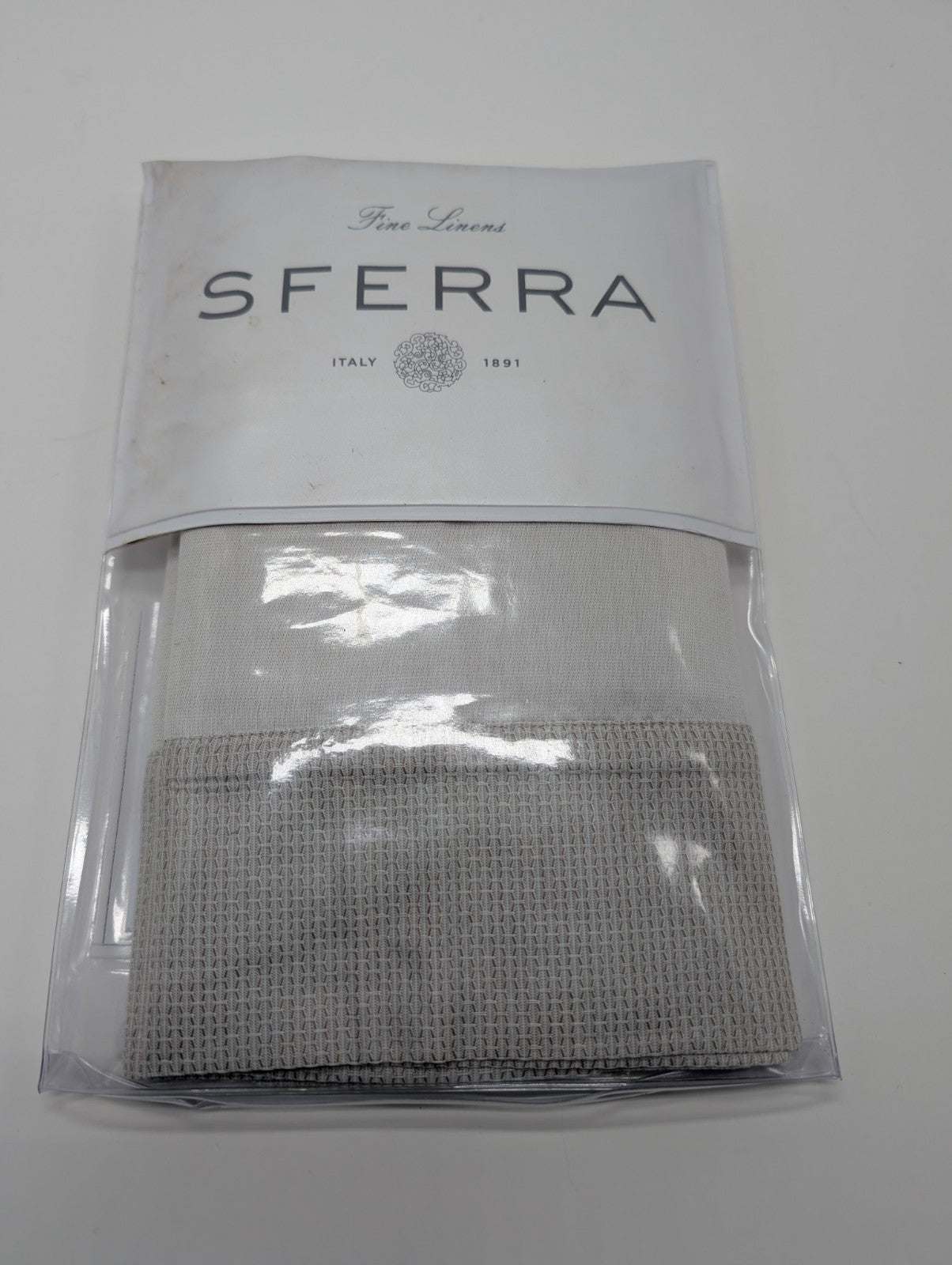 Sferra Carlotta Taupe Standard Sham Textured Cuff Sateen Jacquard Italy NEW9