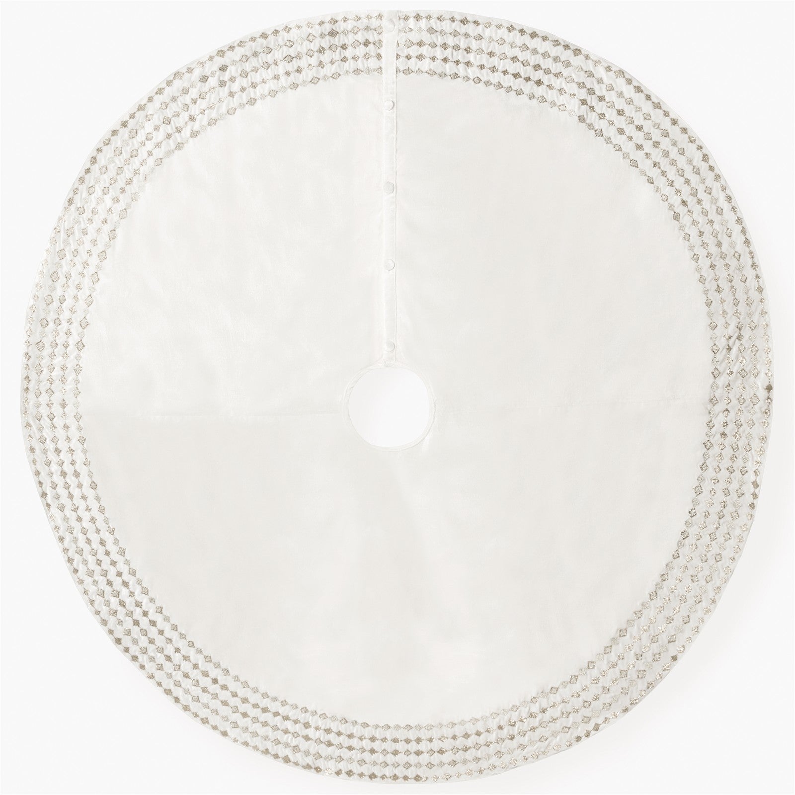 Sferra Lucido Ivory Velvet Christmas Tree Skirt Silver Diamond Embroidery 60 NEW2