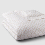 Sferra Connery Camel Euro Sham White Tile Print Egyptian Cotton Italy NEW2