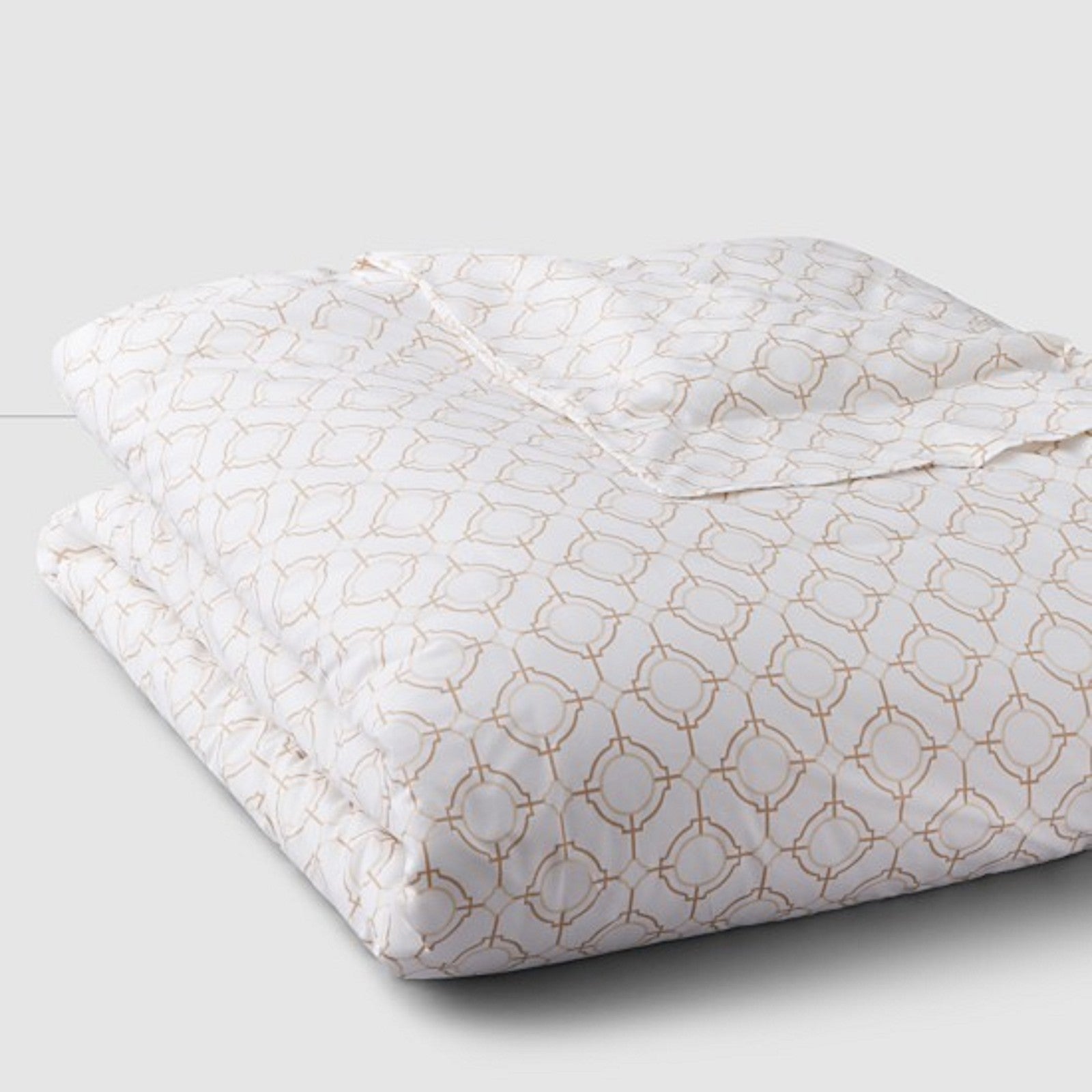 Sferra Connery Camel Euro Sham White Tile Print Egyptian Cotton Italy NEW2