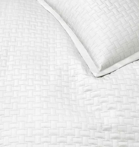Sferra Sampietrini White Euro Sham Quilted Cobblestone Pattern Cotton Italy NEW1