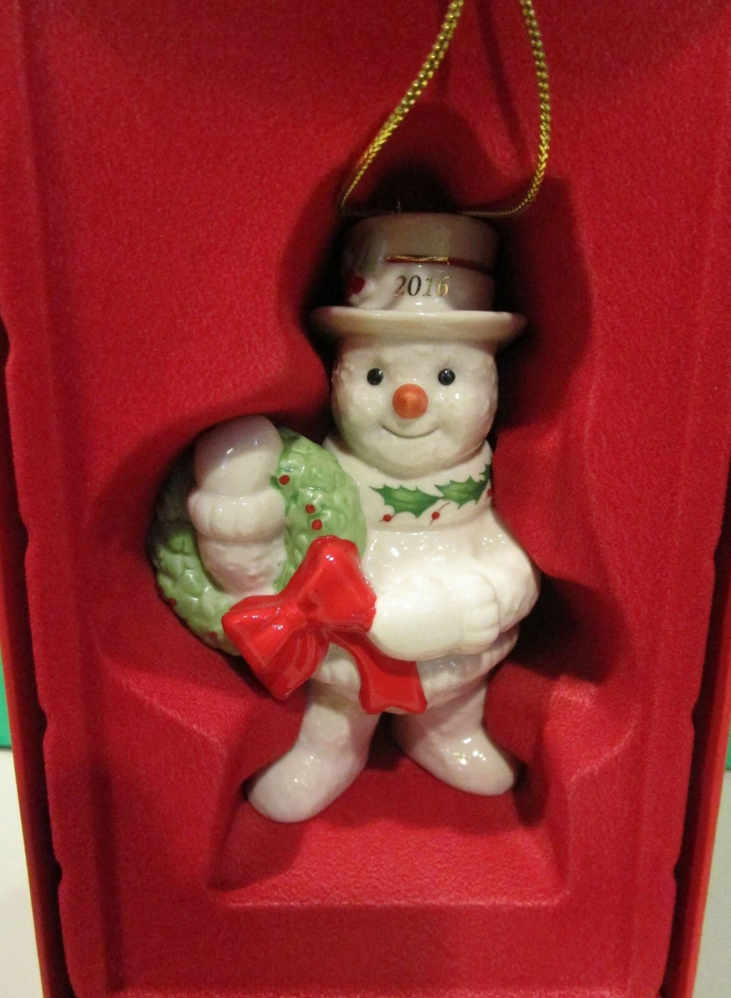Lenox 2016 Snowman Figurine Ornament Annual Happy Holly Days Christmas NEW10