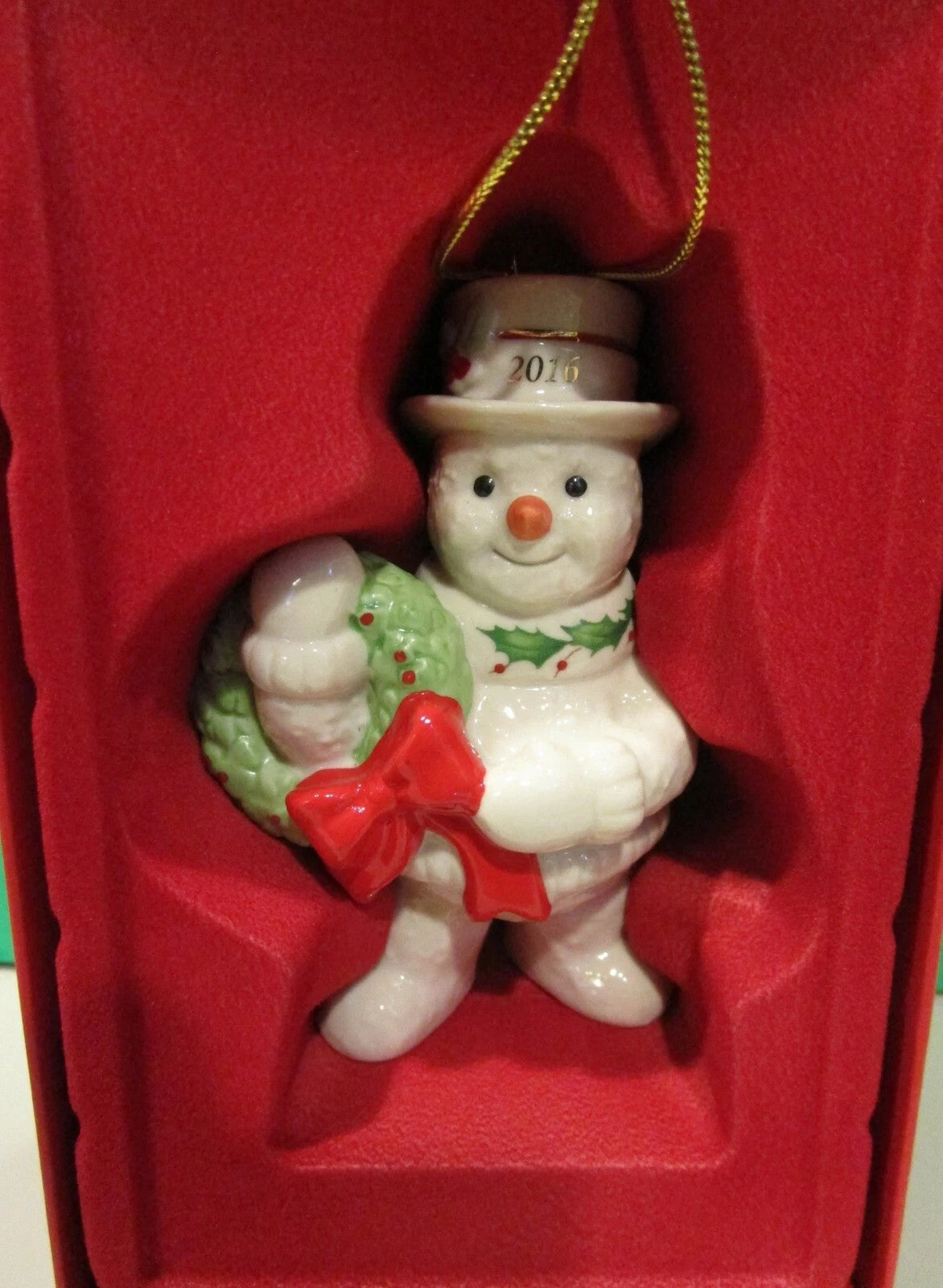 Lenox 2016 Snowman Figurine Ornament Annual Happy Holly Days Christmas NEW10