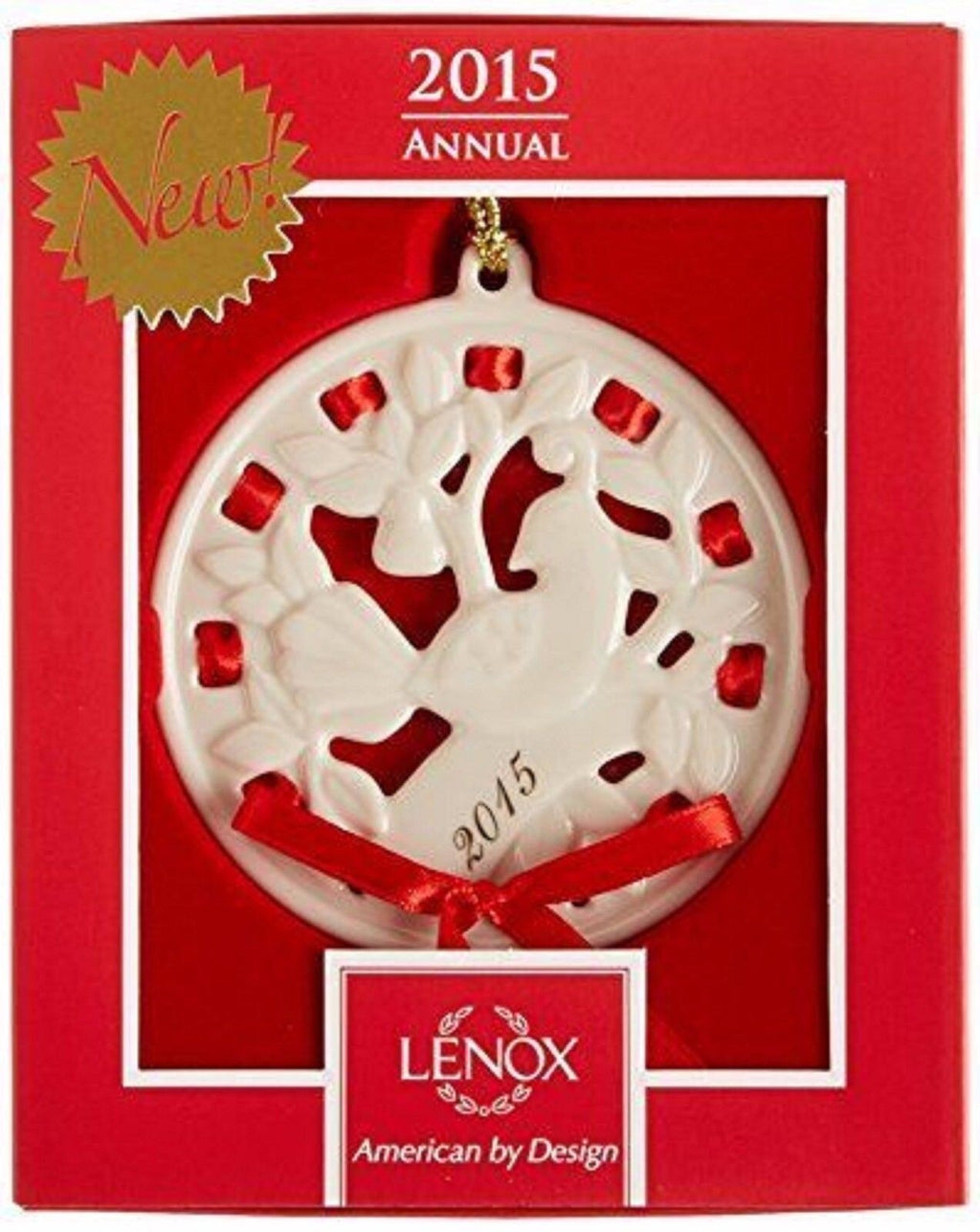 Lenox 2015 Partridge In A Pear Tree Ornament Porcelain Christmas Red Ribbon NEW2