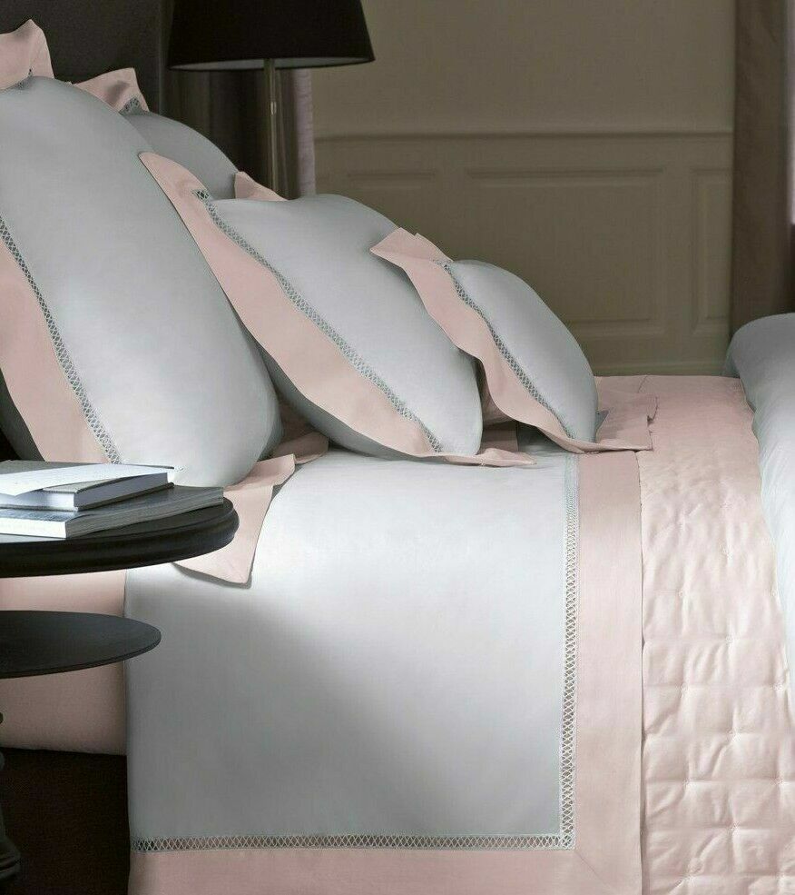 Yves Delorme Walton White  King Duvet Set 3PC  Blush Insert Egyptian Cotton NEW1