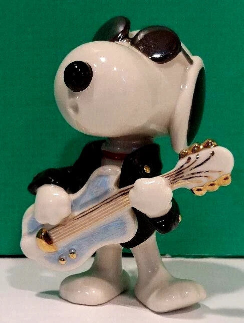 Lenox Peanuts Rockin Elvis Snoopy Figurine Cool Guitar Sunglasses Beagle COA NEW8
