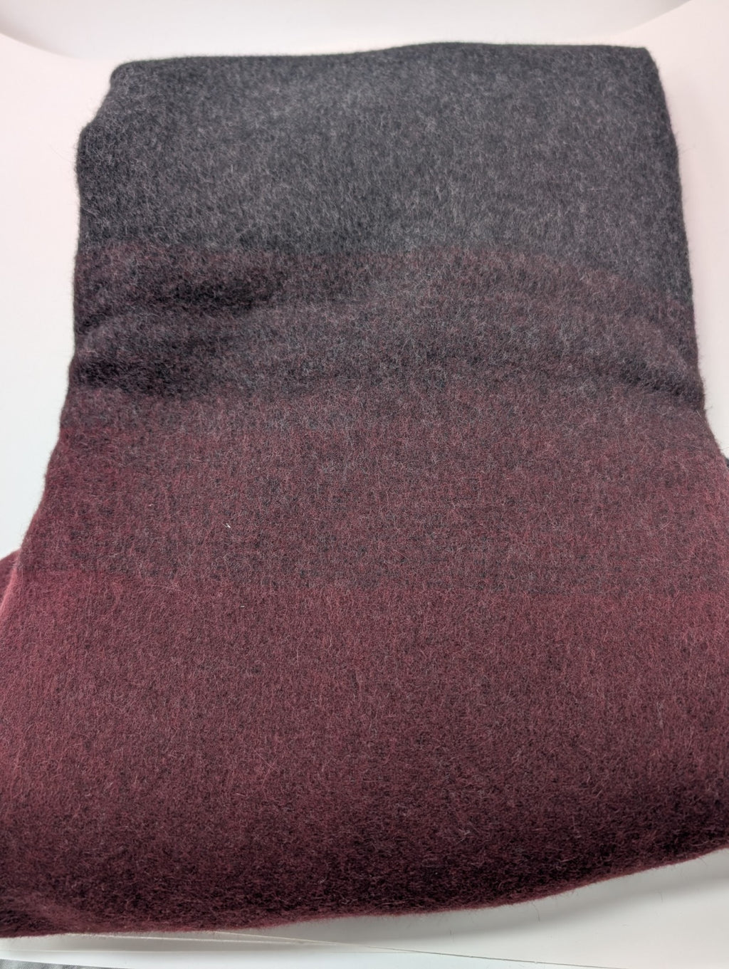 Sferra Jeno Throw Blanket Burgundy Grey Variated Fringe Angora & Merino Soft NEW1