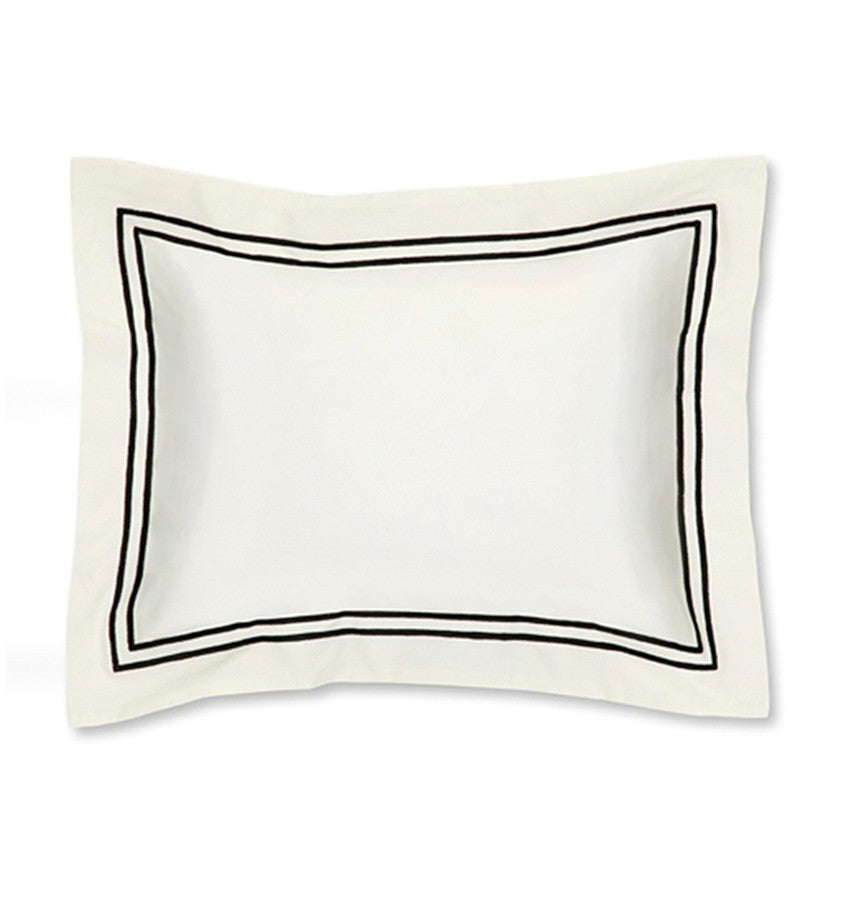 Sferra Grande Hotel Boudoir Sham Egyptian Percale White/Black Double Stitch New0