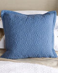 Sferra Amelia Blue Throw Pillow Quilted Cotton Matelasse Scroll Square 20" NEW0