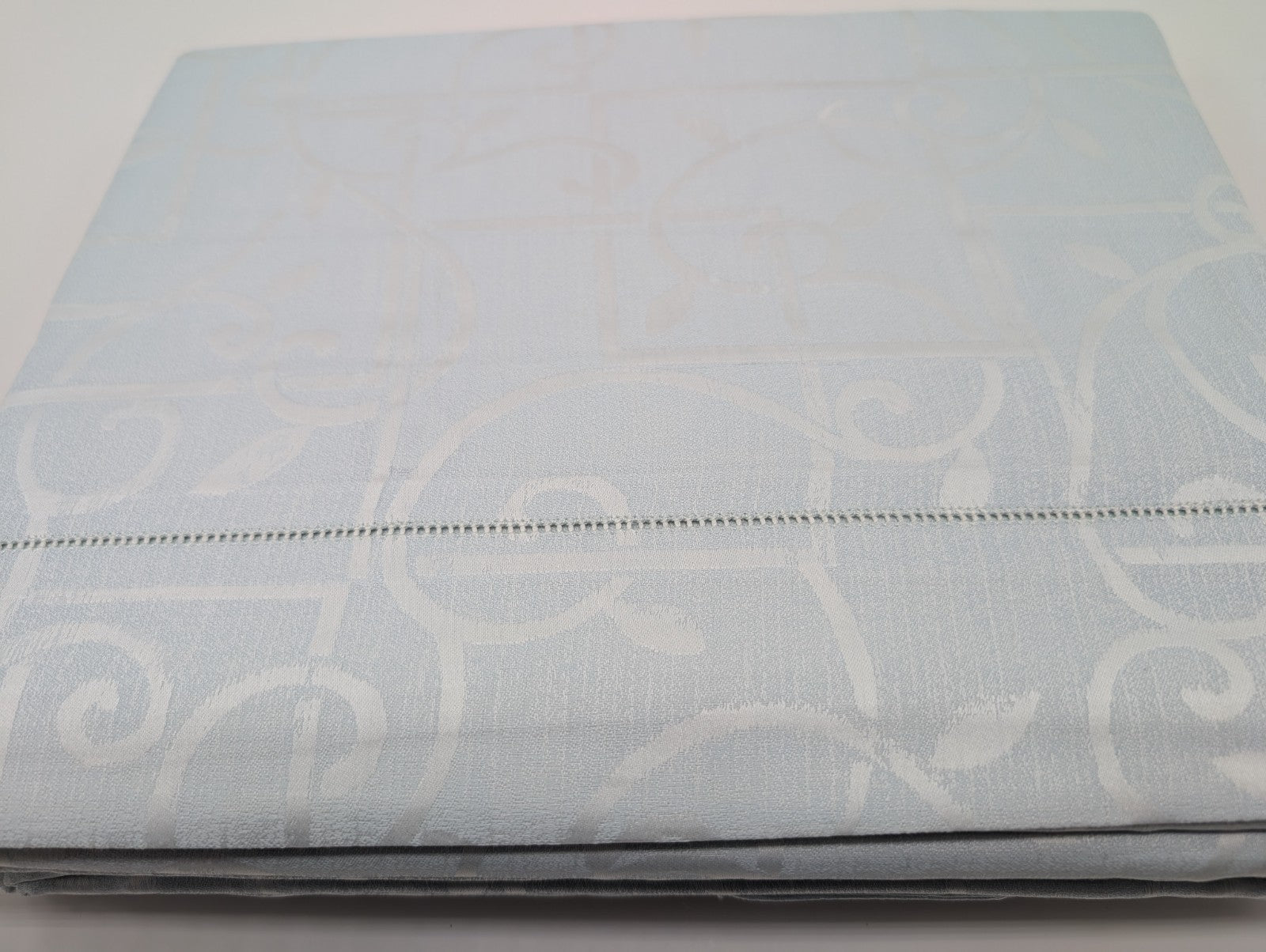Sferra Graticcio Aquamarine King Duvet Set 3PC Cotton Sateen Jacquard Italy NEW15