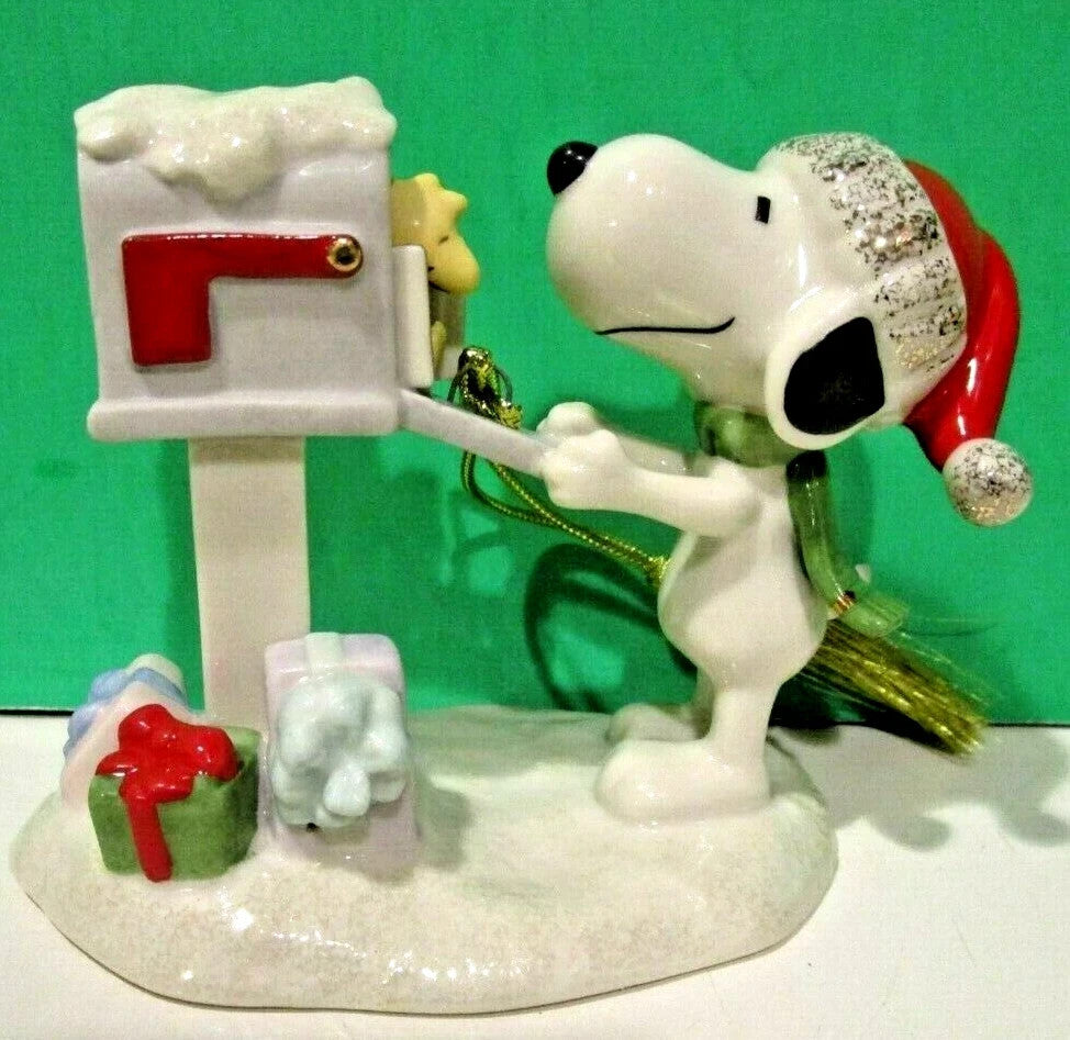 Lenox Peanuts Snoopy's Letter to Santa Ornament Figurine Woodstock Mailbox NEW11