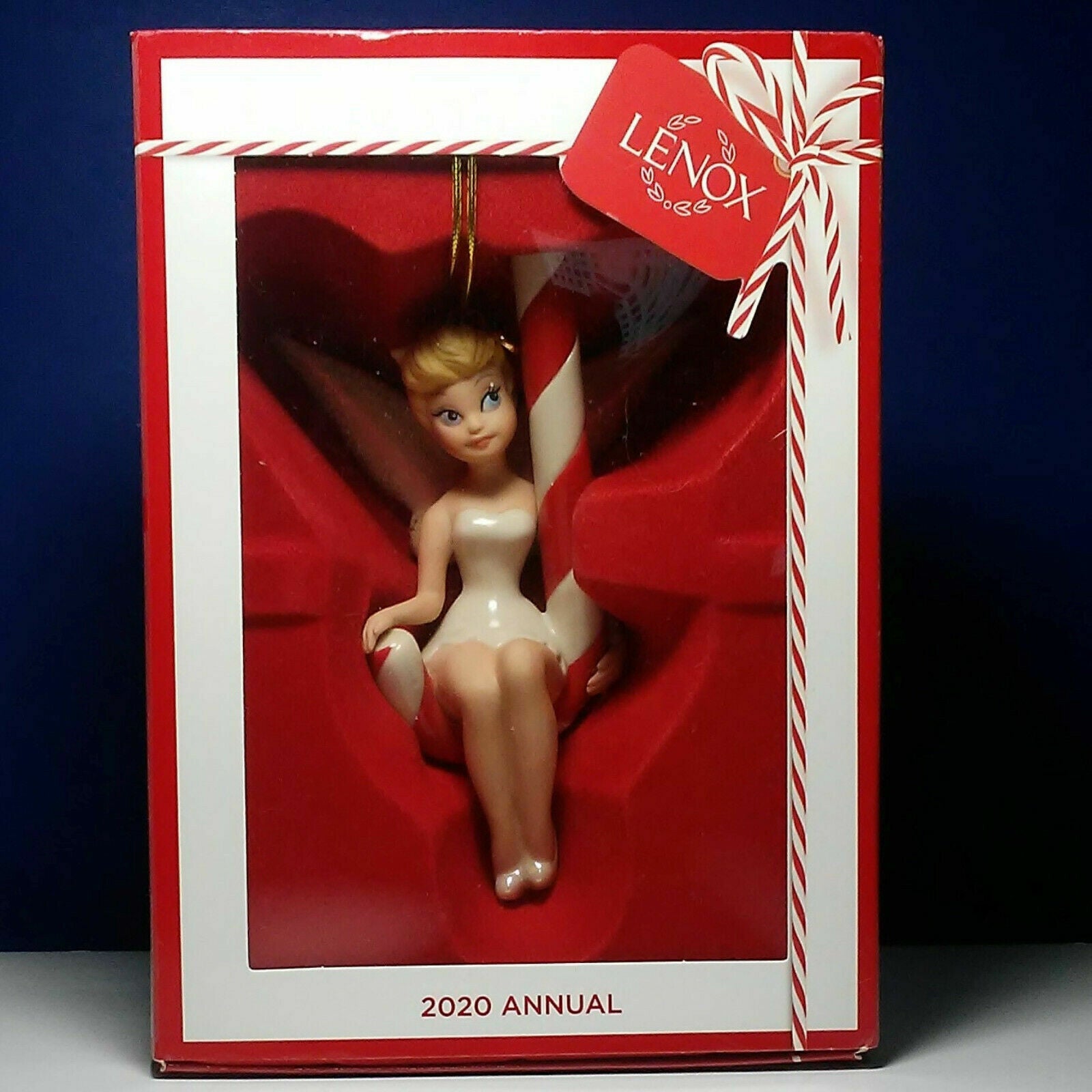 Lenox Disney 2020 Tinkerbell Figurine Ornament Sitting Sweetly Candy Cane NEW3