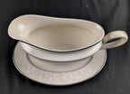 Lenox Pearl Innocence Gravy Boat & Stand Sauce 2PC Platinum Enamel USA NEW BOXED9