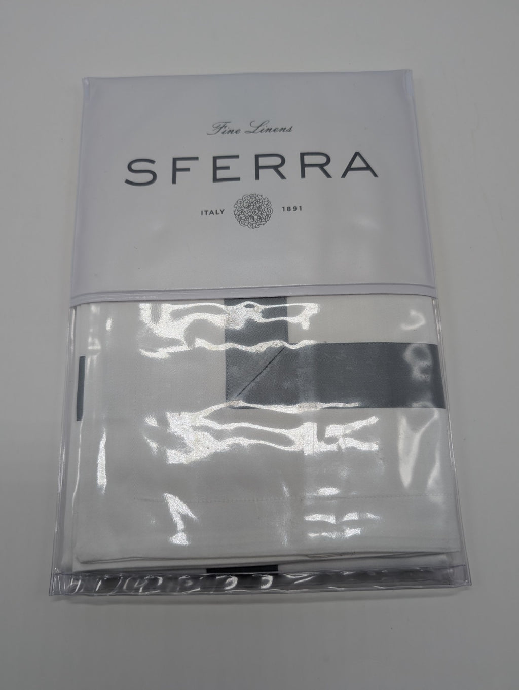 Sferra  Celeste Nastro Giannni Standard White Pillow Sham Flint Broad Stripe NEW10