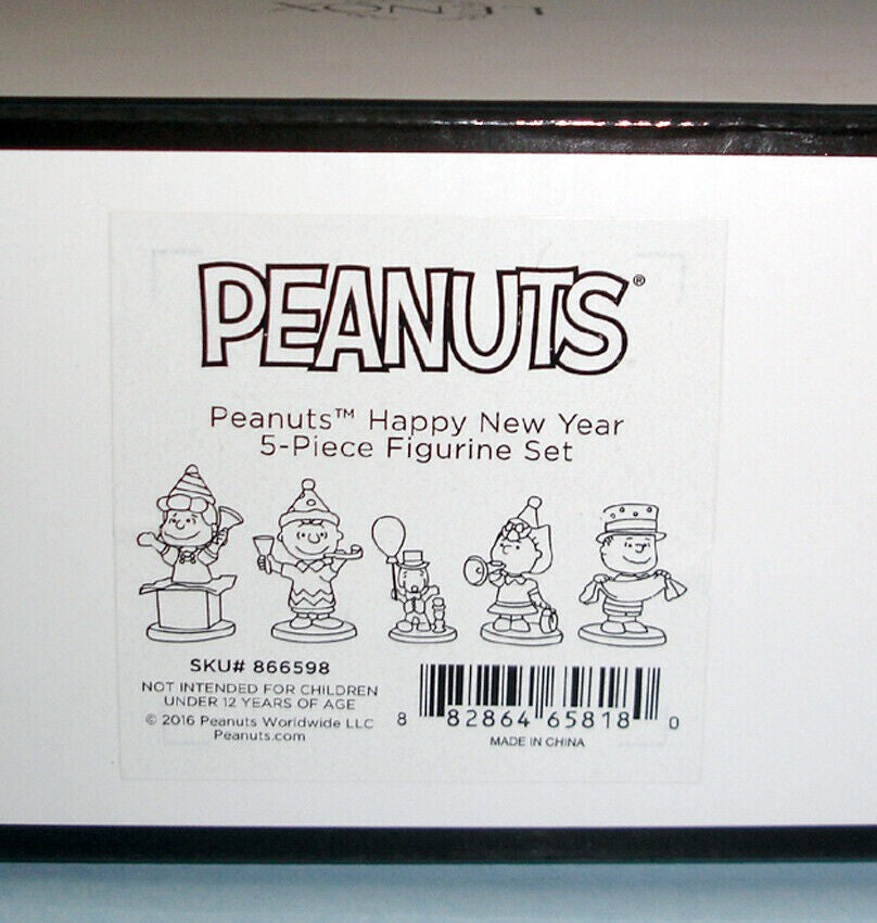 Lenox Peanuts Happy New Year Figurines Party 5 PC Charlie Brown Snoopy Lucy New2