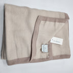Yves Delorme Visible Beige Throw Blanket Baby Alpaca Border 51"x67" Gift BOX NEW3