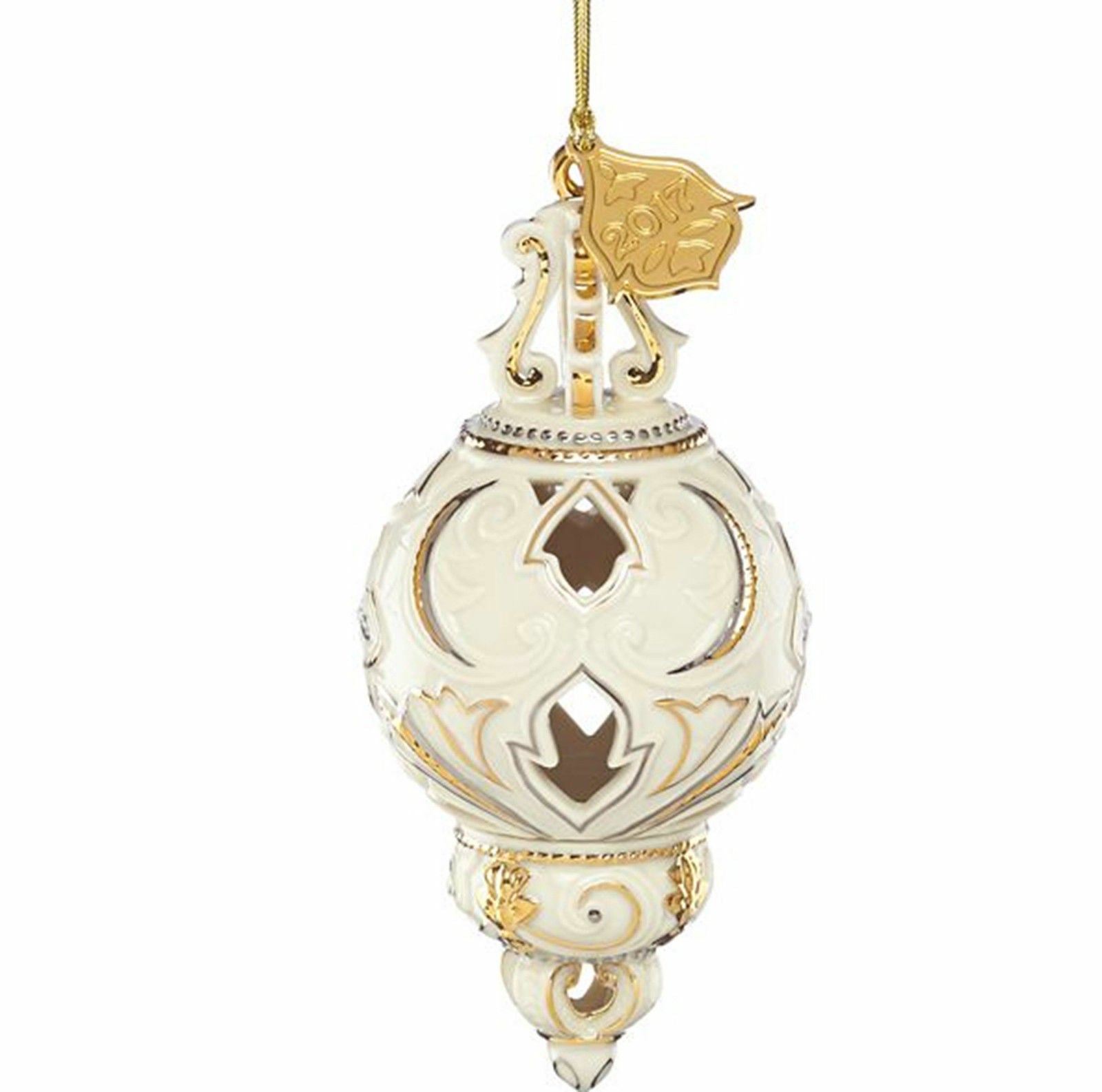 Lenox 2017 Ivory Spire Pierced Ornament Annual Gold Accents Christmas Gift NEW0