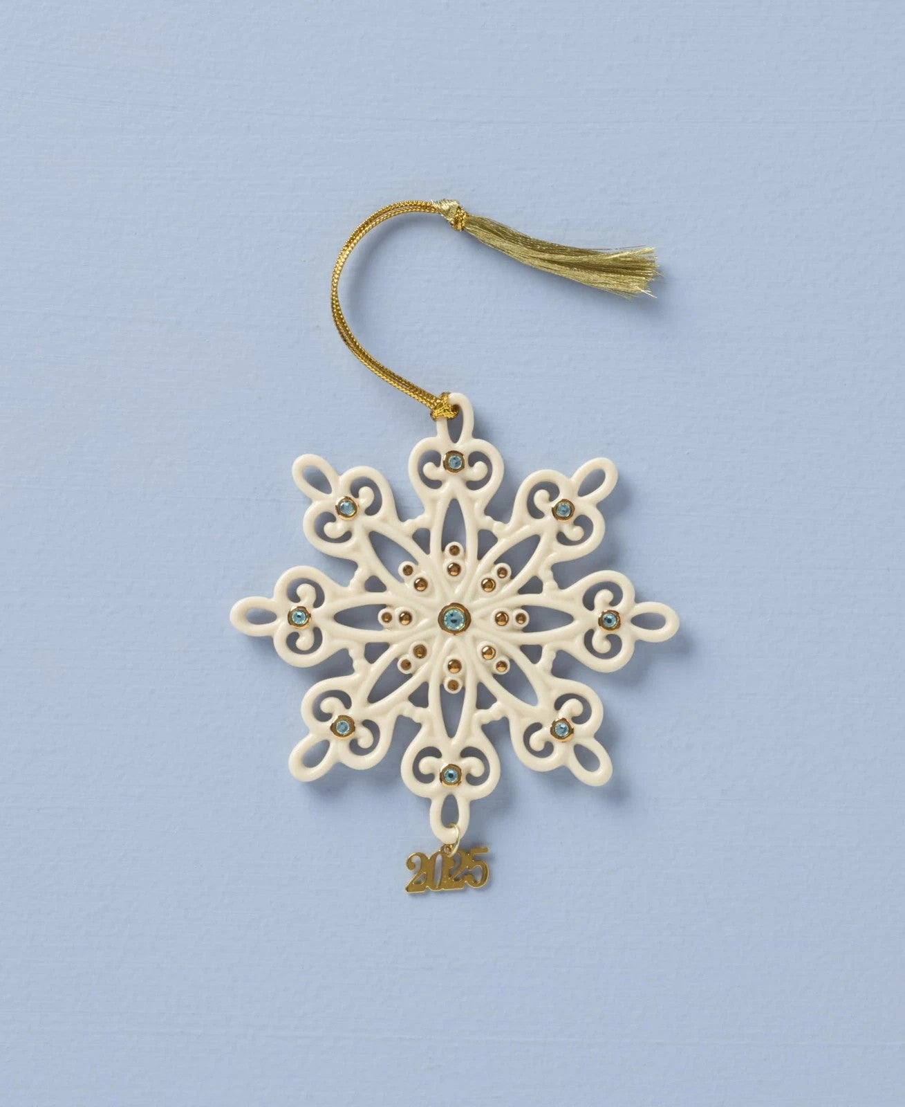 Lenox 2025 Gemmed Snowflake Ornament Annual Icy Blue Crystals Christmas Gift NEW1