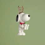 Lenox Peanuts Snoopy Reindeer Ornament Figurine with Gift Gold Antlers Scarf NEW6