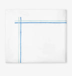 Sferra Tratto White Queen Duvet Blue Satin Stitch Line Embroidery Italy NEW6
