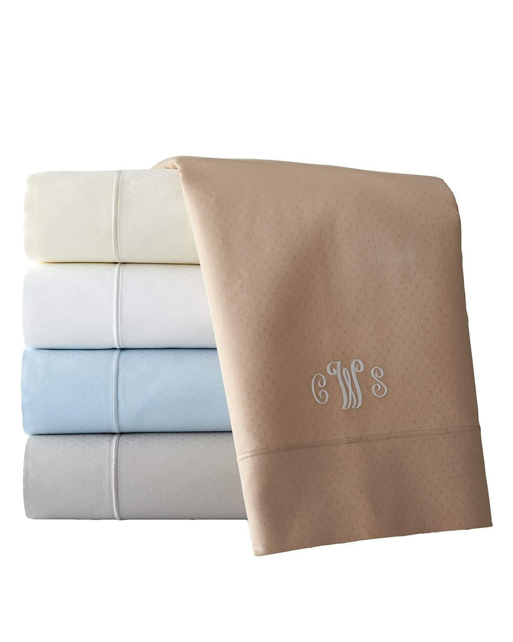 Sferra Marcus Dot Ivory Queen Sheet Set 4PC 100% Pima Cotton Sateen 400TC NEW4