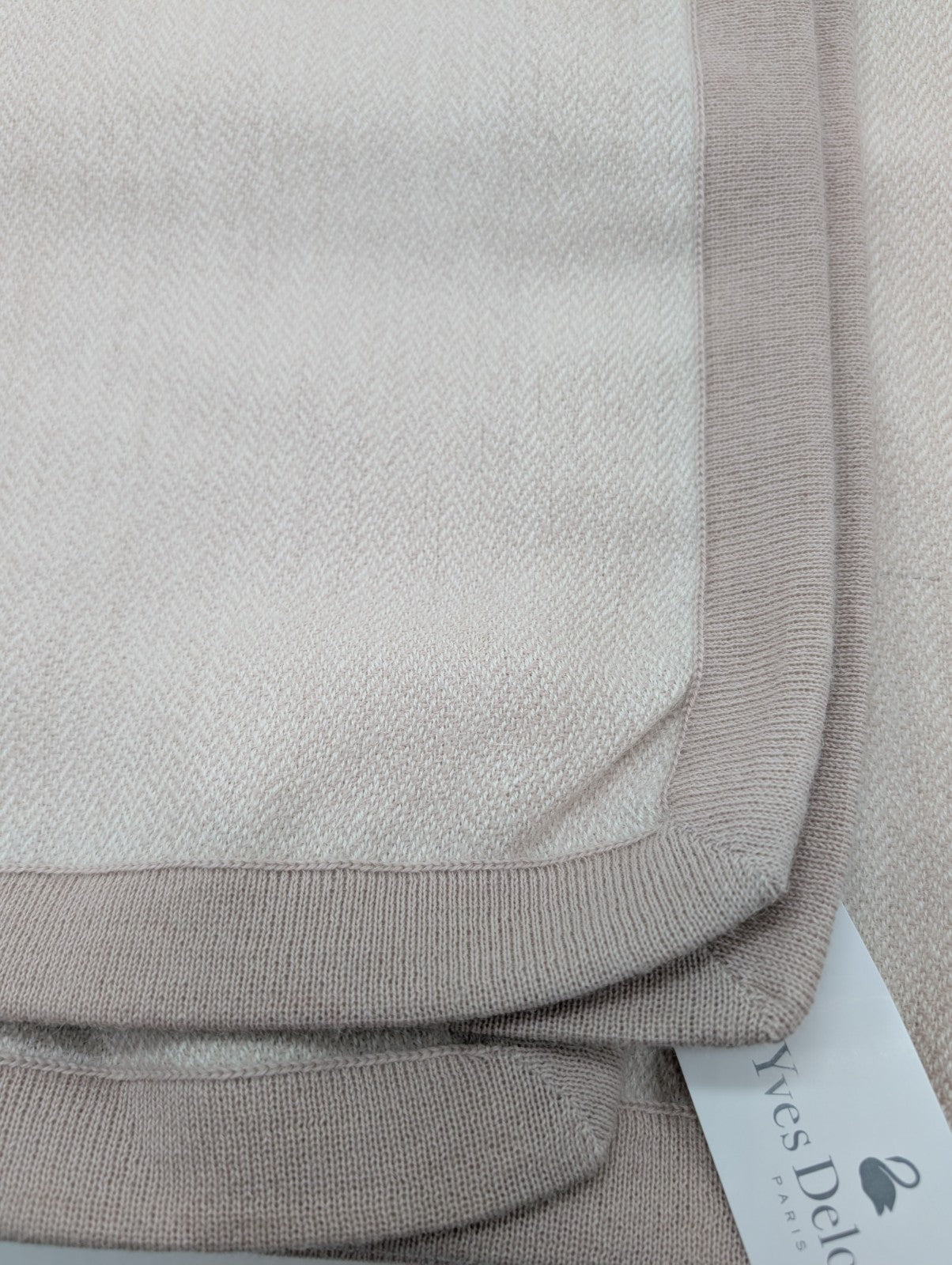 Yves Delorme Visible Beige Throw Blanket Baby Alpaca Border 51"x67" Gift BOX NEW11