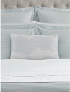 Sferra Onda Queen Duvet Cover Aquamarine Print Cotton Sateen Jacquard Italy NEW4