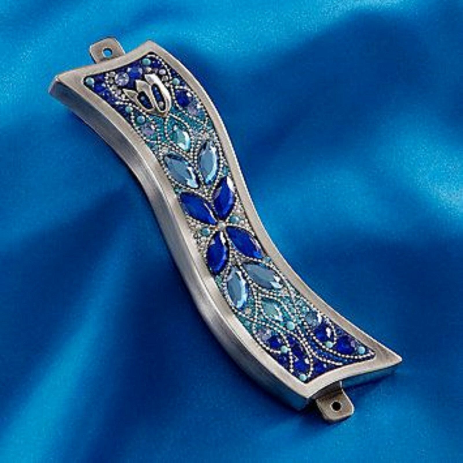 Lenox Mezuzah Case Blue Brilliance Swarovski Crystals Orit Schatzman Israel NEW0