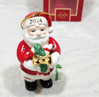 Lenox 2024 Santa With Lucky Pickle Figurine Ornament  Annual Cane Christmas NEW14