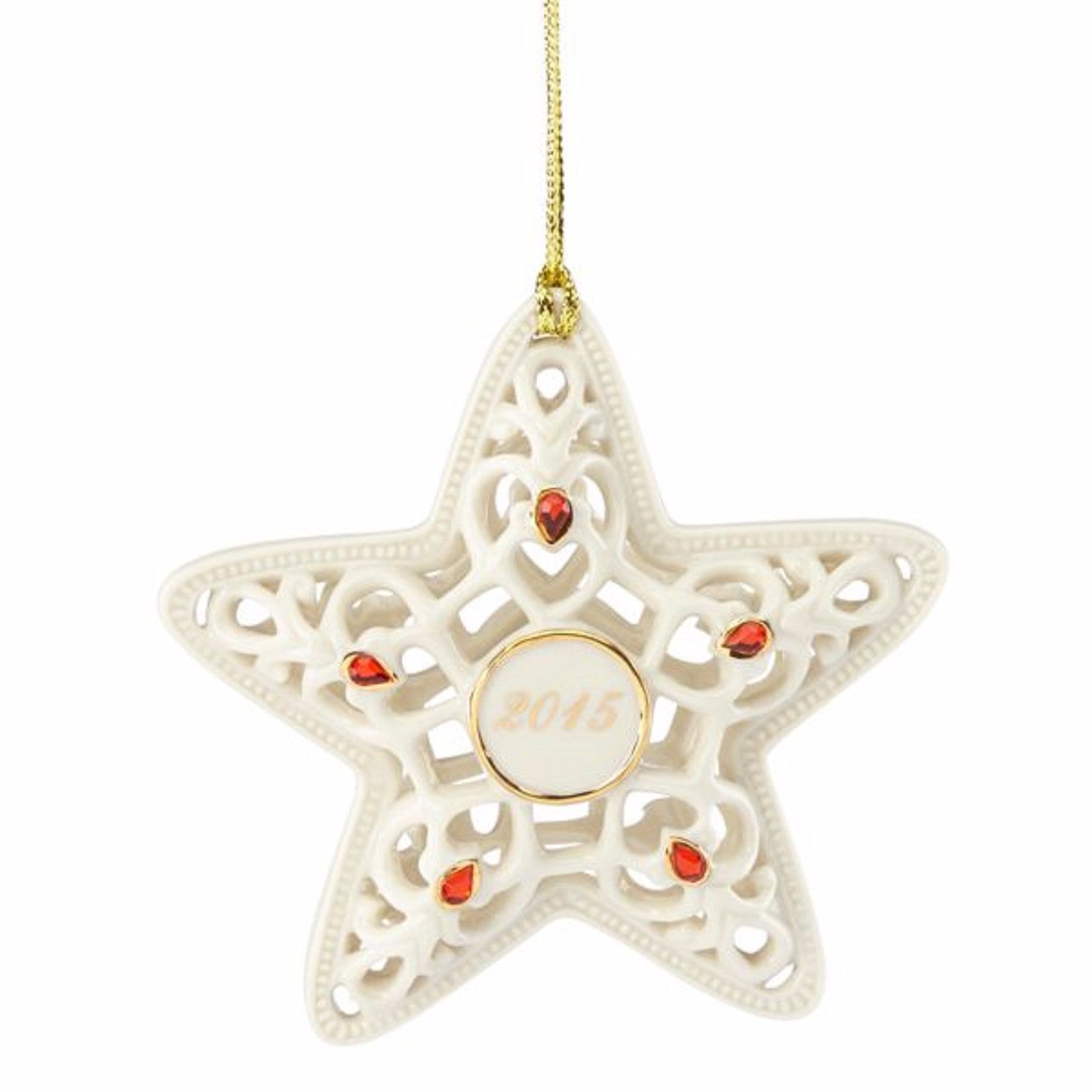 Lenox 2015 Radiant Star Ornament Annual Pierced Red Crystals Christmas RARE NEW1